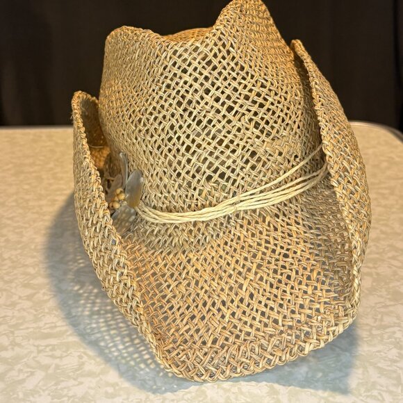 Open Weave Straw Cowboy Sun Hat - Picture 3 of 5